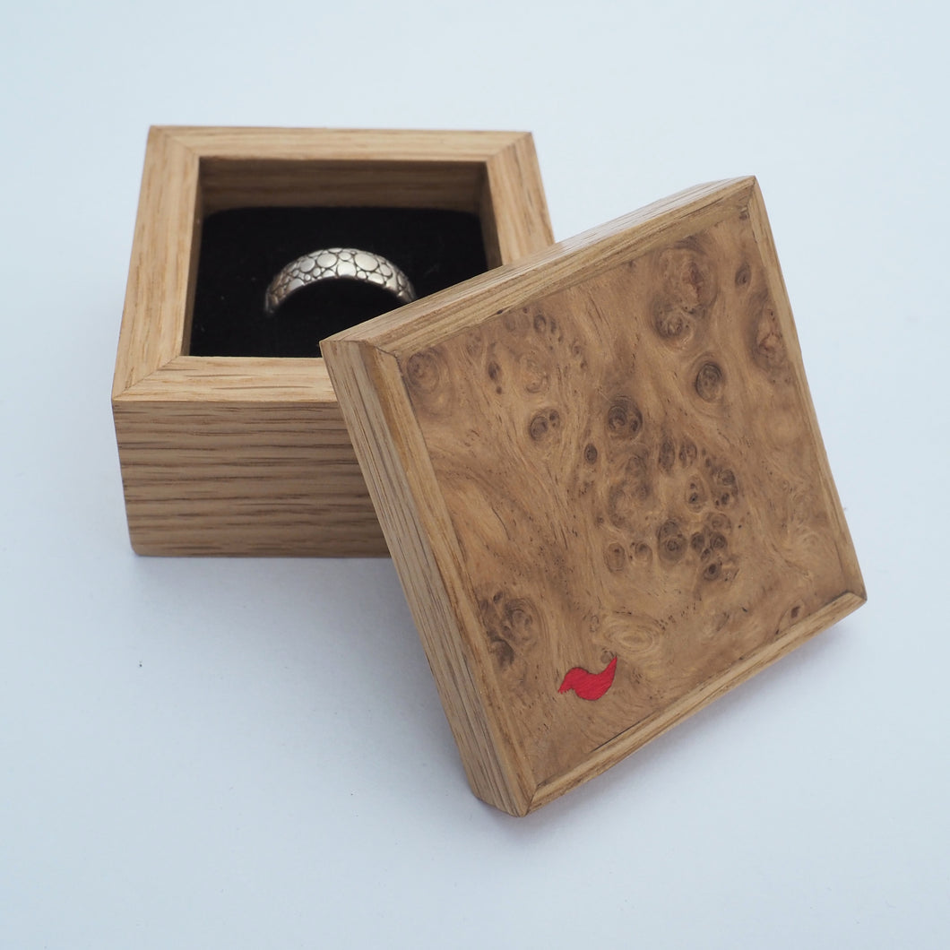 little red bird wooden ring box