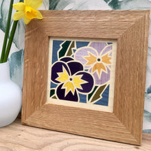 Load image into Gallery viewer, pansy flower marquetry wall hanging
