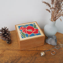 Load image into Gallery viewer, Poppy Flower Wooden Trinket Box
