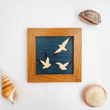 Load image into Gallery viewer, seagulls miniature marquetry wall hanging
