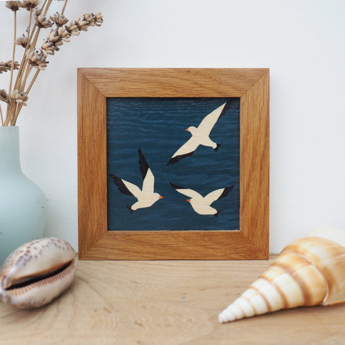 seagulls miniature marquetry wall hanging