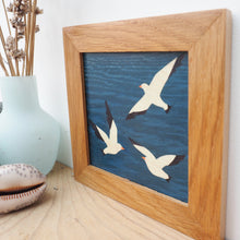 Load image into Gallery viewer, seagulls miniature marquetry wall hanging
