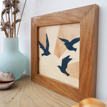 Load image into Gallery viewer, sunrise birds marquetry wall hanging
