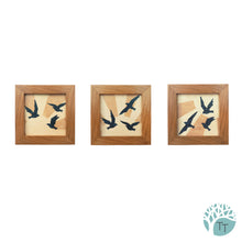 Load image into Gallery viewer, sunrise birds marquetry wall hanging set of three
