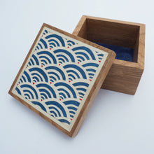Load image into Gallery viewer, Seigaiha pattern Wooden Trinket Box
