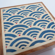 Load image into Gallery viewer, Seigaiha pattern Wooden Trinket Box
