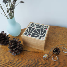 Load image into Gallery viewer, Art deco style marquetry wooden trinket box
