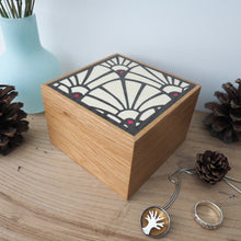 Load image into Gallery viewer, Art deco style marquetry wooden trinket box

