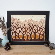 Load image into Gallery viewer, Autumn trees large giclee print in black mount
