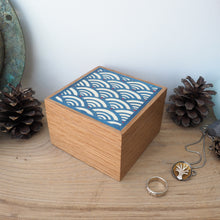 Load image into Gallery viewer, Seigaiha (Blue Ocean Waves) Wooden Trinket Box
