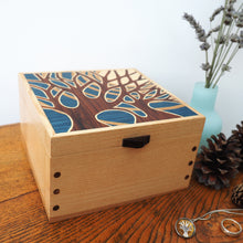 Load image into Gallery viewer, Small Blue Moonlit Trees Wooden Jewellery Box
