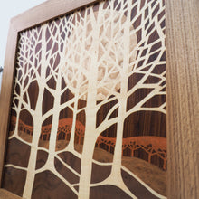Load image into Gallery viewer, Winter Trees Marquetry Wall Hanging
