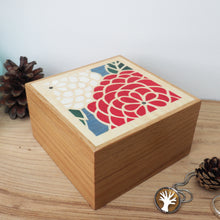 Load image into Gallery viewer, chrysanthemum marquetry wooden trinket box
