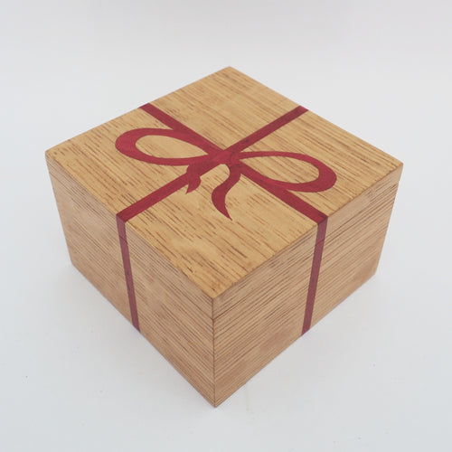 claret red ribbon marquetry wooden trinket box