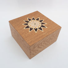 Load image into Gallery viewer, purple geometric marquetry wooden trinket box
