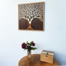 Load image into Gallery viewer, large tree of life marquetry wall hanging
