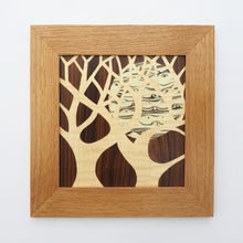 Load image into Gallery viewer, Trees in the Moonlight Marquetry Wall Hanging
