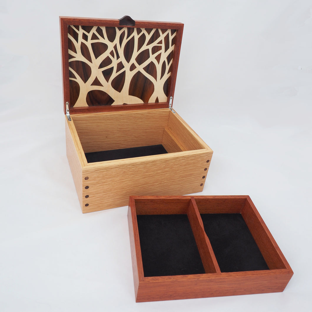 open wooden jewellery box