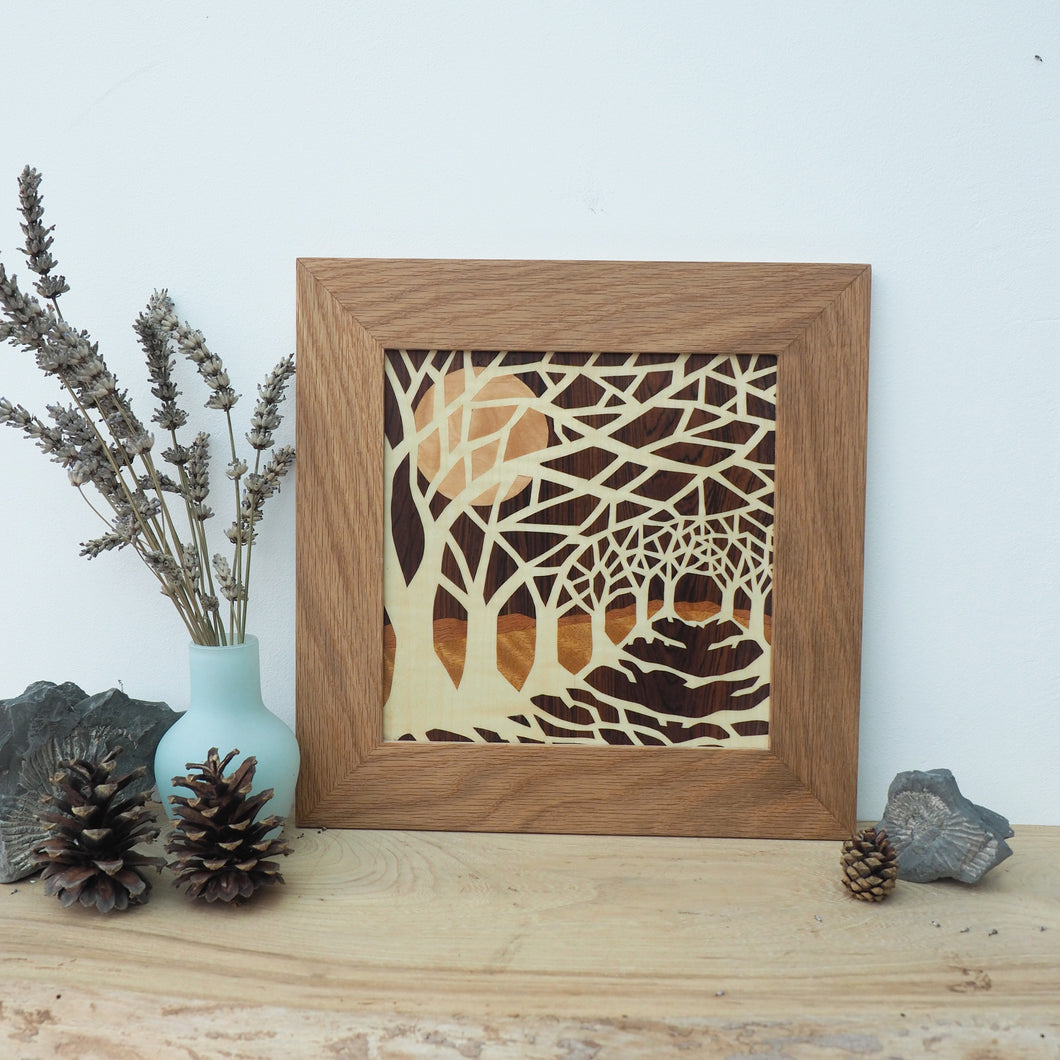 Winter Tree Tunnel Marquetry Wall Hanging