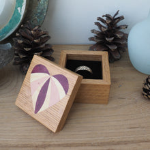 Load image into Gallery viewer, pink heart marquetry wooden ring box
