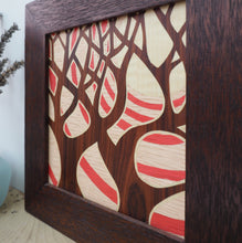 Load image into Gallery viewer, Coral skies marquetry trees wall art
