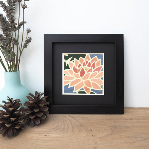 framed pink lotus flower giclee print
