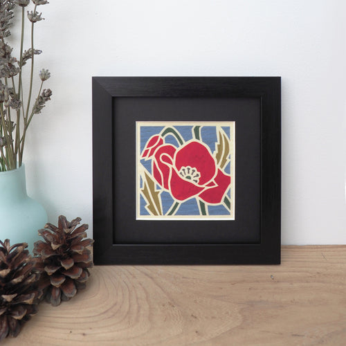 poppy flower framed giclee print