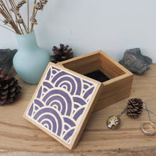 Load image into Gallery viewer, purple japanese pattern marquetry wooden trinket box
