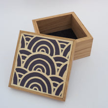 Load image into Gallery viewer, purple japanese pattern marquetry wooden trinket box
