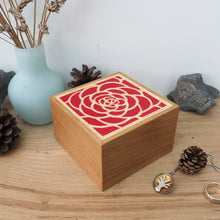 Load image into Gallery viewer, red rose marquetry wooden trinket box
