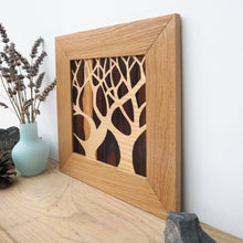 Load image into Gallery viewer, tree silhouette marquetry wall hanging
