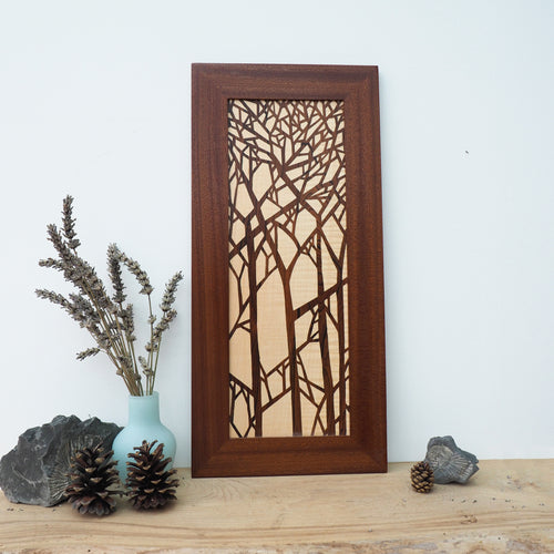 Silhouette of Trees Marquetry Wall Hanging