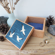 Load image into Gallery viewer, seagulls marquetry wooden trinket box
