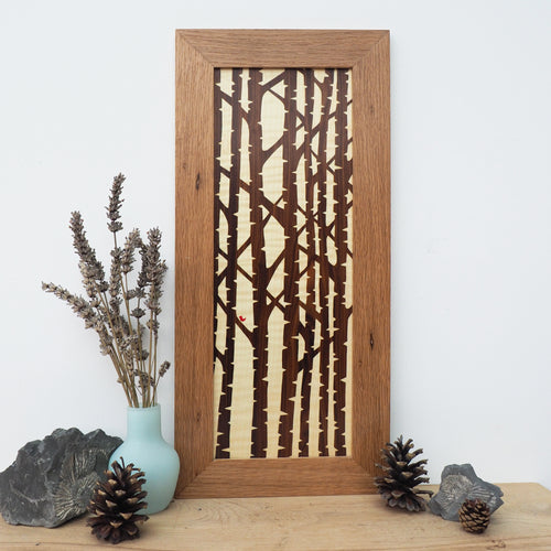Silver Birch Trees Marquetry Wall Hanging
