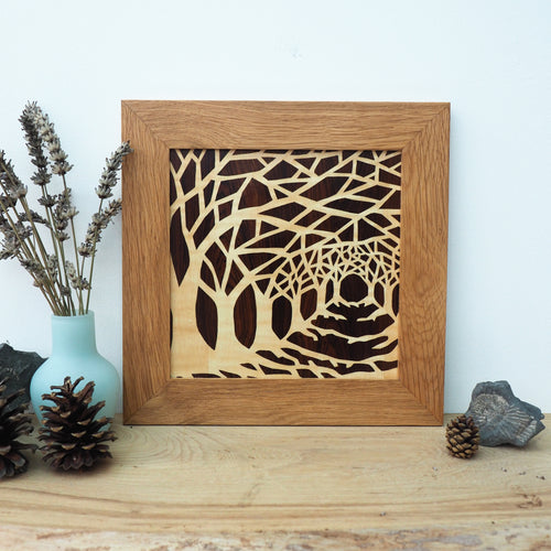 Tree Tunnel Silhouette Marquetry Wall Hanging