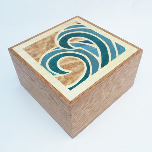 Turquoise Waves Wooden Trinket Box