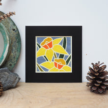 Load image into Gallery viewer, unframed daffodil giclee print with black mount
