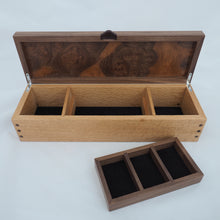 Load image into Gallery viewer, open wooden jewellery and watch box
