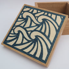 Load image into Gallery viewer, Blue Waves Wooden Trinket Box
